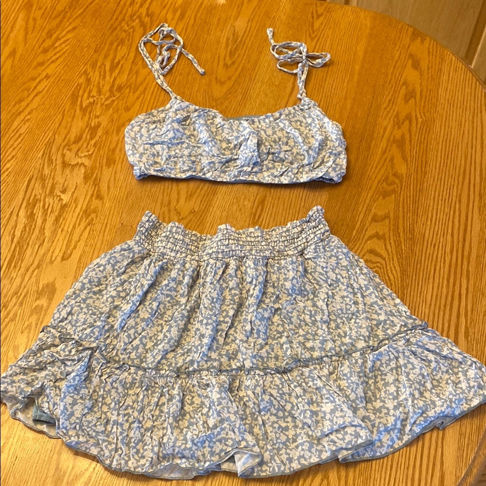 Blue Floral Two-Piece Set